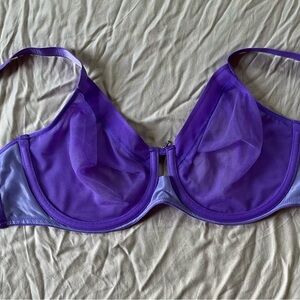 LIKE NEW Curvy Couture Purple Lace Bra Intimates SUPER SOFT MESH